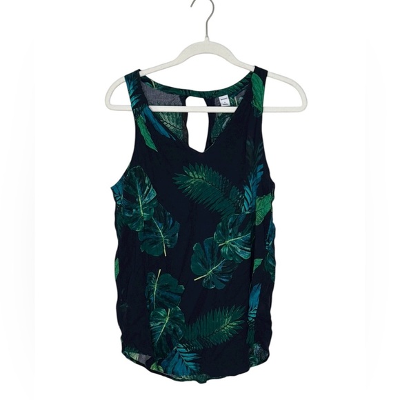 Old Navy Leafy Green and Navy Sleeveless Relaxed V-Neck Blouse Top S - Picture 6 of 6